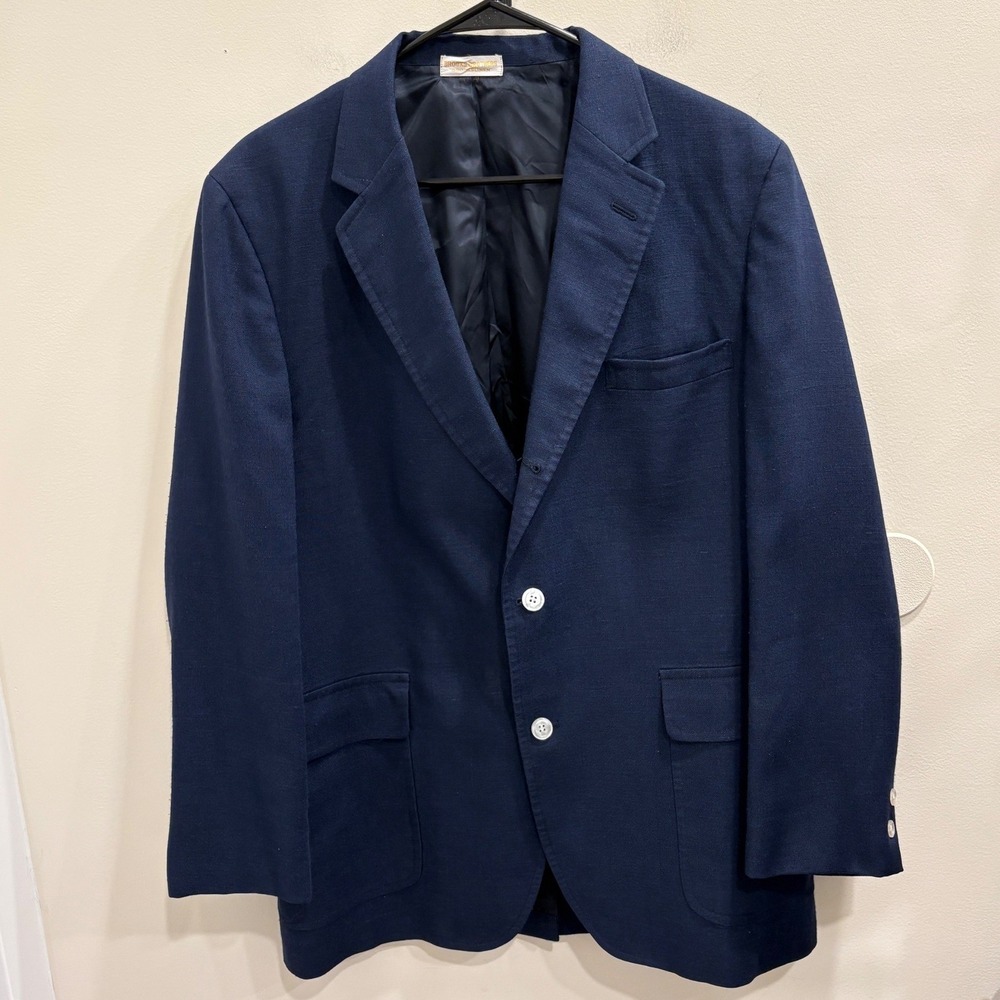 VTG Brooks Brothers BrooksLinen Navy Linen Blend Sport Coat Blazer 43 ML Preppy